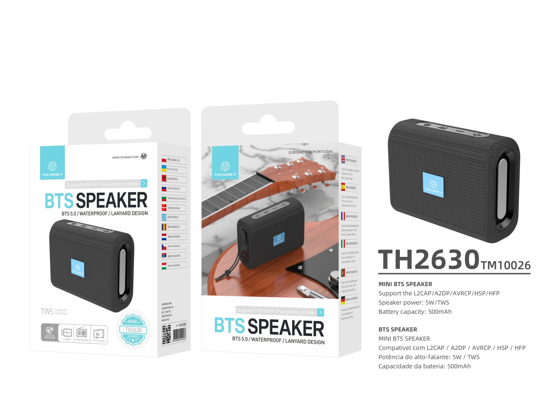 Techancy Mini Bluetooth Portable Speaker TH2630 Black Techancy Mini Bluetooth Portable Speaker TH2630 Black