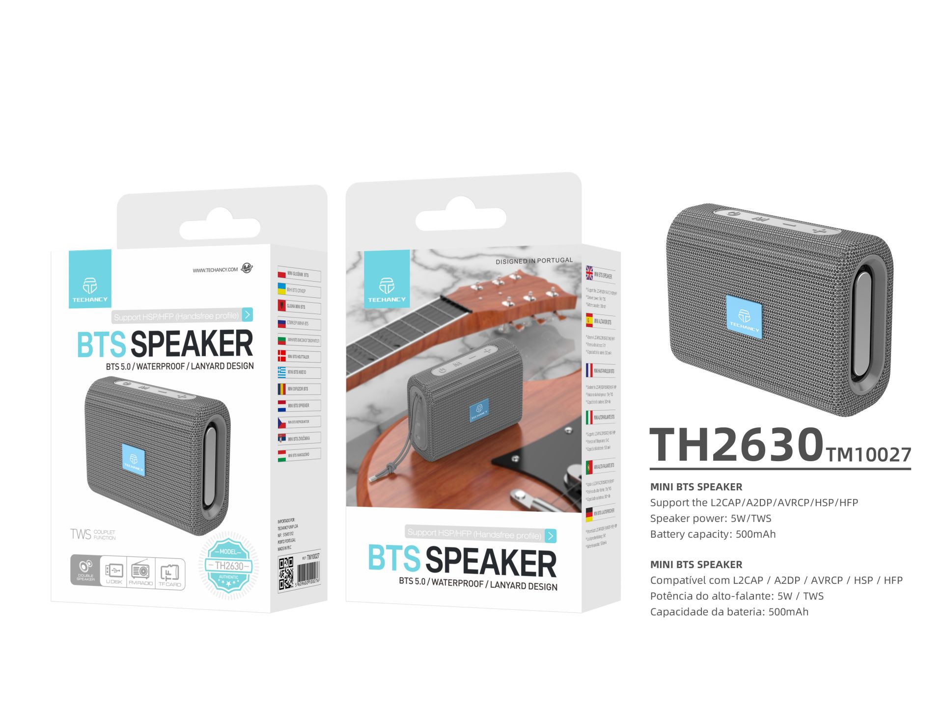Techancy Mini Bluetooth Portable Speaker TH2630 Grey Techancy Mini Bluetooth Portable Speaker TH2630 Grey
