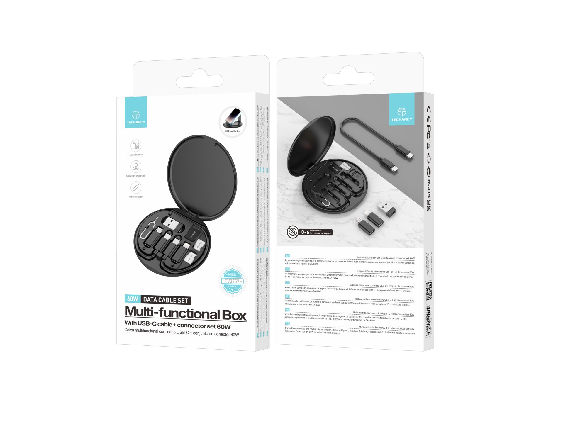 Techancy Multi-Function Mobile Phone Case TV3757 Black Techancy Multi-Function Mobile Phone Case TV3757 Black