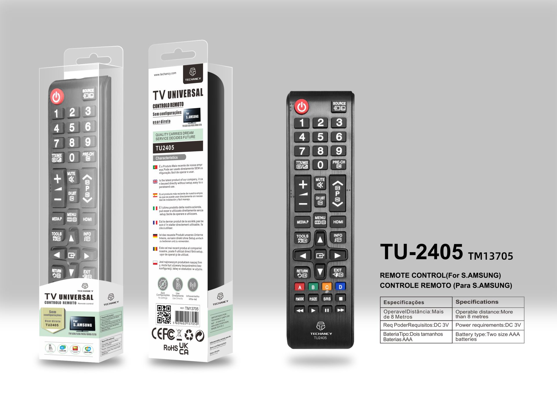 Techancy Tv Remote Without Settings For Samsung TU2405 Black Techancy Tv Remote Without Settings For Samsung TU2405 Black