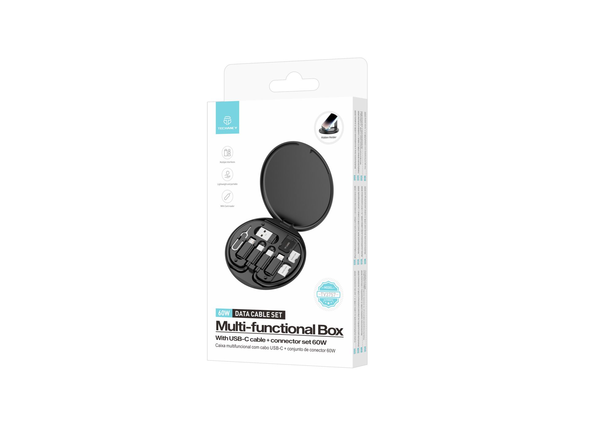 Techancy Multi-Function Mobile Phone Case TV3757 Black Techancy Multi-Function Mobile Phone Case TV3757 Black