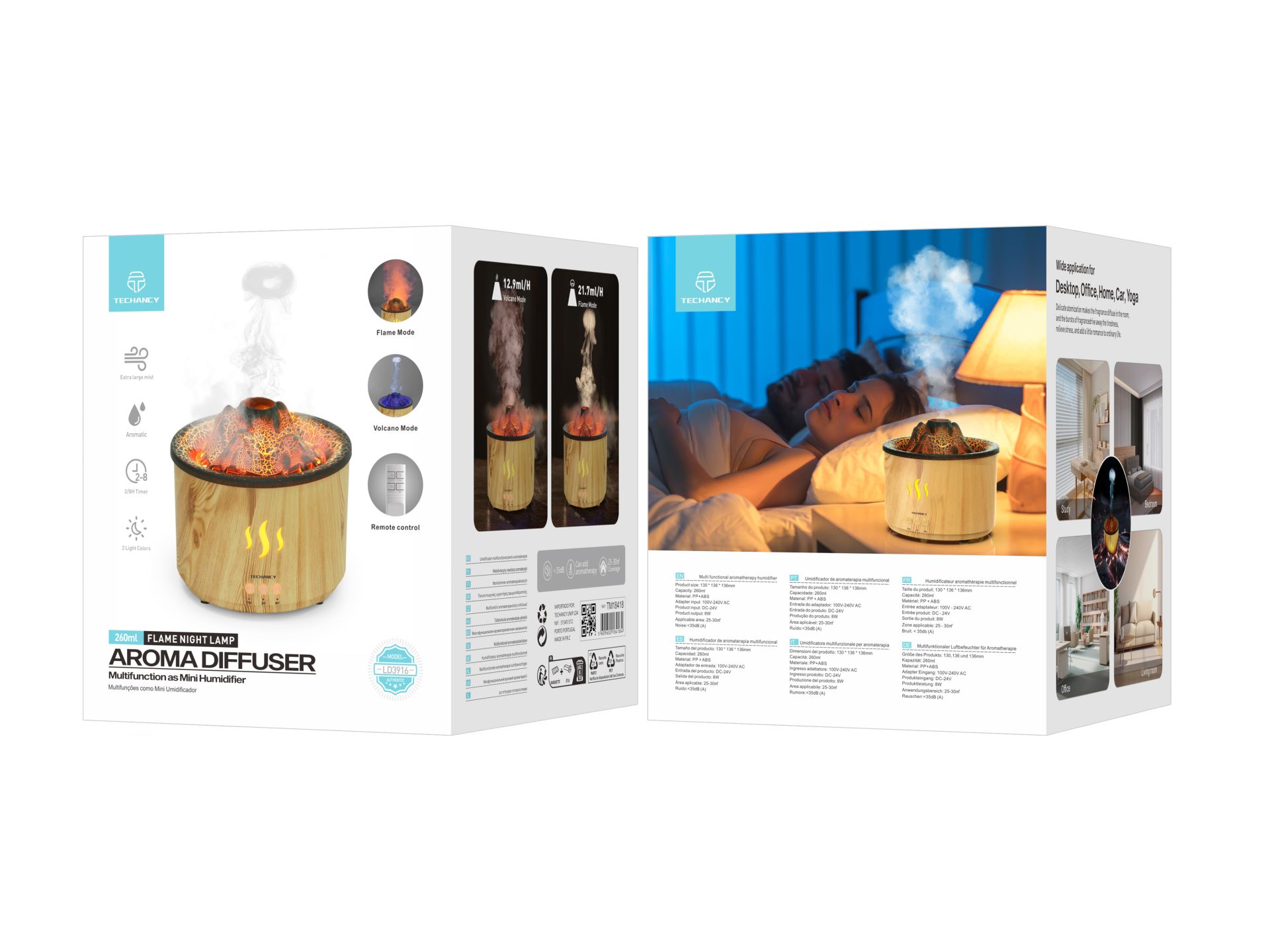 Techancy Difusor Aroma LD3916 Cor Madeira Techancy Difusor Aroma LD3916 Cor Madeira