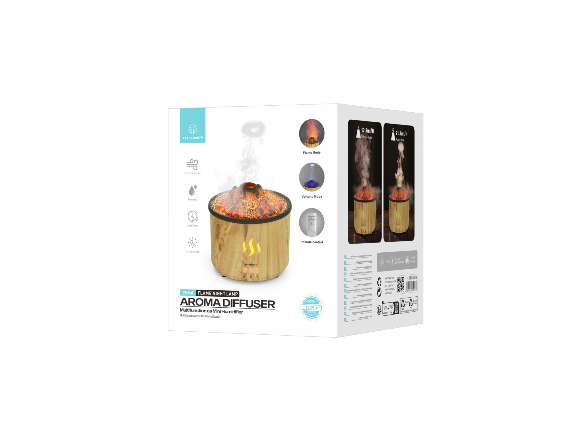 Techancy Difusor Aroma LD3916 Cor Madeira Techancy Difusor Aroma LD3916 Cor Madeira