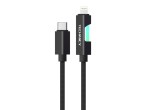 Techancy Cable de Datos USB-C a Lightning TB1797, 1m/30W, Luz RGB, Aleacin de Aluminio Trenzado, Co