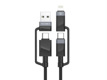 Techancy 4-in-1 Fast Charging Data Cable TB1741, 1m/60W