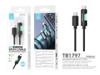 Techancy Cable de datos USB-C a USB-C TB1797, 1m/60W, con luz RGB, trenzado de aleacin de aluminio 