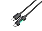 Techancy USB-C to USB-C Data Cable TB1797, 1m/60W, with RGB Light, Aluminum Alloy Braided Black