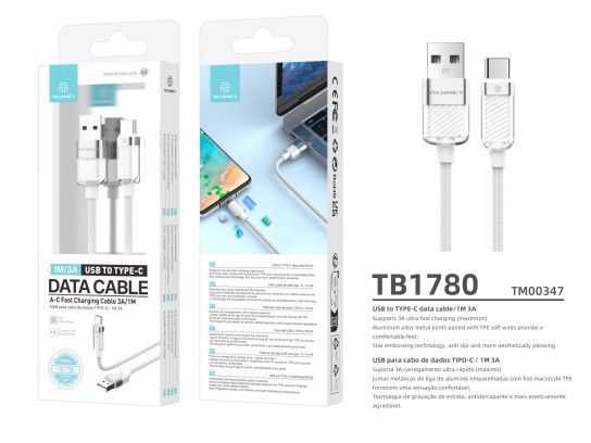 Techancy Câble de données USB pour TYPE-C 1M 3A, Câble de charge rapide A-C pour Smartphones, Tablet Techancy Câble de données USB pour TYPE-C 1M 3A, Câble de charge rapide A-C pour Smartphones, Tablet