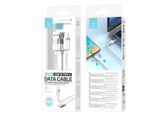 Techancy Câble de données USB pour TYPE-C 1M 3A, Câble de charge rapide A-C pour Smartphones, Tablet Techancy Câble de données USB pour TYPE-C 1M 3A, Câble de charge rapide A-C pour Smartphones, Tablet