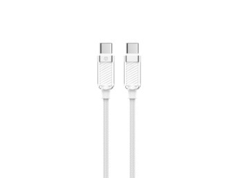 Techancy USB-C to USB-C Data Cable 1M/60W, White, Fast Charging Cable C-C for Smartphones, Tablets, 