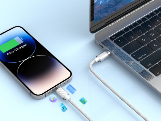 Techancy Cabo de Dados USB-C para IP 11-14 1M/27W, Branco, Cabo de Carregamento Rápido C-L para iPho Techancy Cabo de Dados USB-C para IP 11-14 1M/27W, Branco, Cabo de Carregamento Rápido C-L para iPho