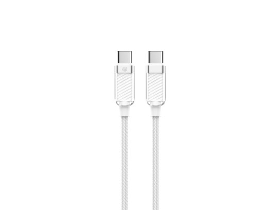 Techancy Cable de datos USB-C a USB-C 1M/60W, Blanco, Cable de carga rpida C-C para smartphones, ta