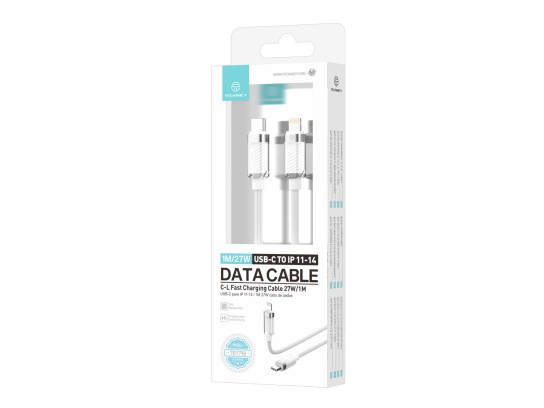 Techancy Cabo de Dados USB-C para IP 11-14 1M/27W, Branco, Cabo de Carregamento Rápido C-L para iPho Techancy Cabo de Dados USB-C para IP 11-14 1M/27W, Branco, Cabo de Carregamento Rápido C-L para iPho
