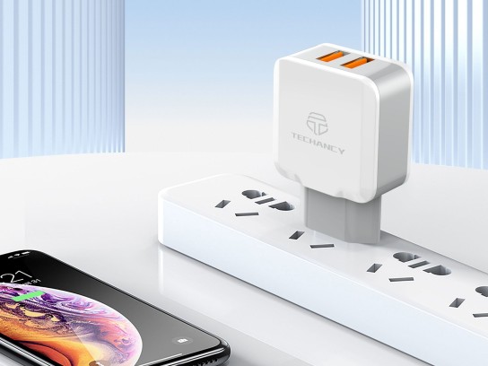 Techancy Carregador de Parede USB 24A, Adaptador de Carregamento Rapido TA2755 com 2 Portas USB 2.4A Techancy Carregador de Parede USB 24A, Adaptador de Carregamento Rapido TA2755 com 2 Portas USB 2.4A