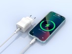 Techancy Cargador GaN USB-C 20W TA2816 con cable de carga USB-C para iPhone X/XS 11-15 27W/1M, Blanc