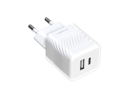 Techancy Carregador de Parede 33W USB-C PD, Adaptador de Carregamento Rápido de Porta Dupla A+C GAN Techancy Carregador de Parede 33W USB-C PD, Adaptador de Carregamento Rápido de Porta Dupla A+C GAN