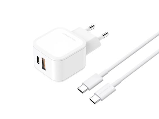 Techancy 43W Fast Charger PD3.0+PPS+QC3.0 USB - with USB-C to USB-C Cable 1m 3A, Compatible with iPh Techancy 43W Fast Charger PD3.0+PPS+QC3.0 USB - with USB-C to USB-C Cable 1m 3A, Compatible with iPh