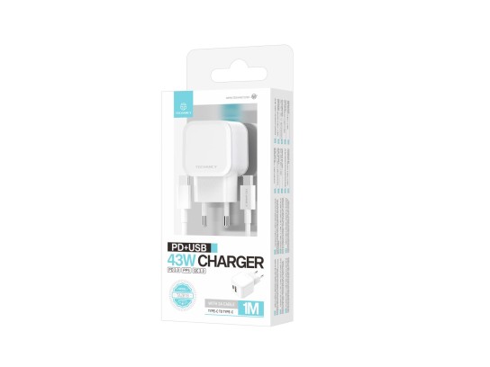 Techancy 43W Fast Charger PD3.0+PPS+QC3.0 USB - with USB-C to USB-C Cable 1m 3A, Compatible with iPh Techancy 43W Fast Charger PD3.0+PPS+QC3.0 USB - with USB-C to USB-C Cable 1m 3A, Compatible with iPh