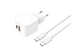 Cargador rpido Techancy 43W PD3.0+PPS+QC3.0 USB - con cable USB-C a USB-C 1m 3A, Compatible con iPh