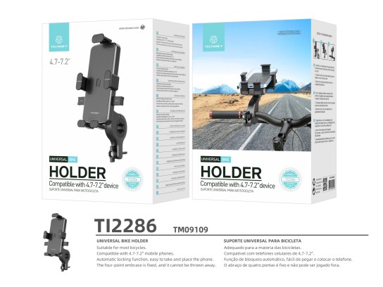 Techancy Supporto universale per bicicletta, compatibile con dispositivi da 4,7-7,2 pollici, nero, m Techancy Supporto universale per bicicletta, compatibile con dispositivi da 4,7-7,2 pollici, nero, m