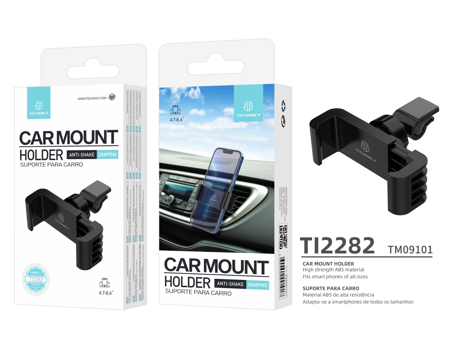 Supporto per telefono da auto di Techancy, TI2282, anti-scuotimento, assorbimento degli urti, regola Supporto per telefono da auto di Techancy, TI2282, anti-scuotimento, assorbimento degli urti, regola