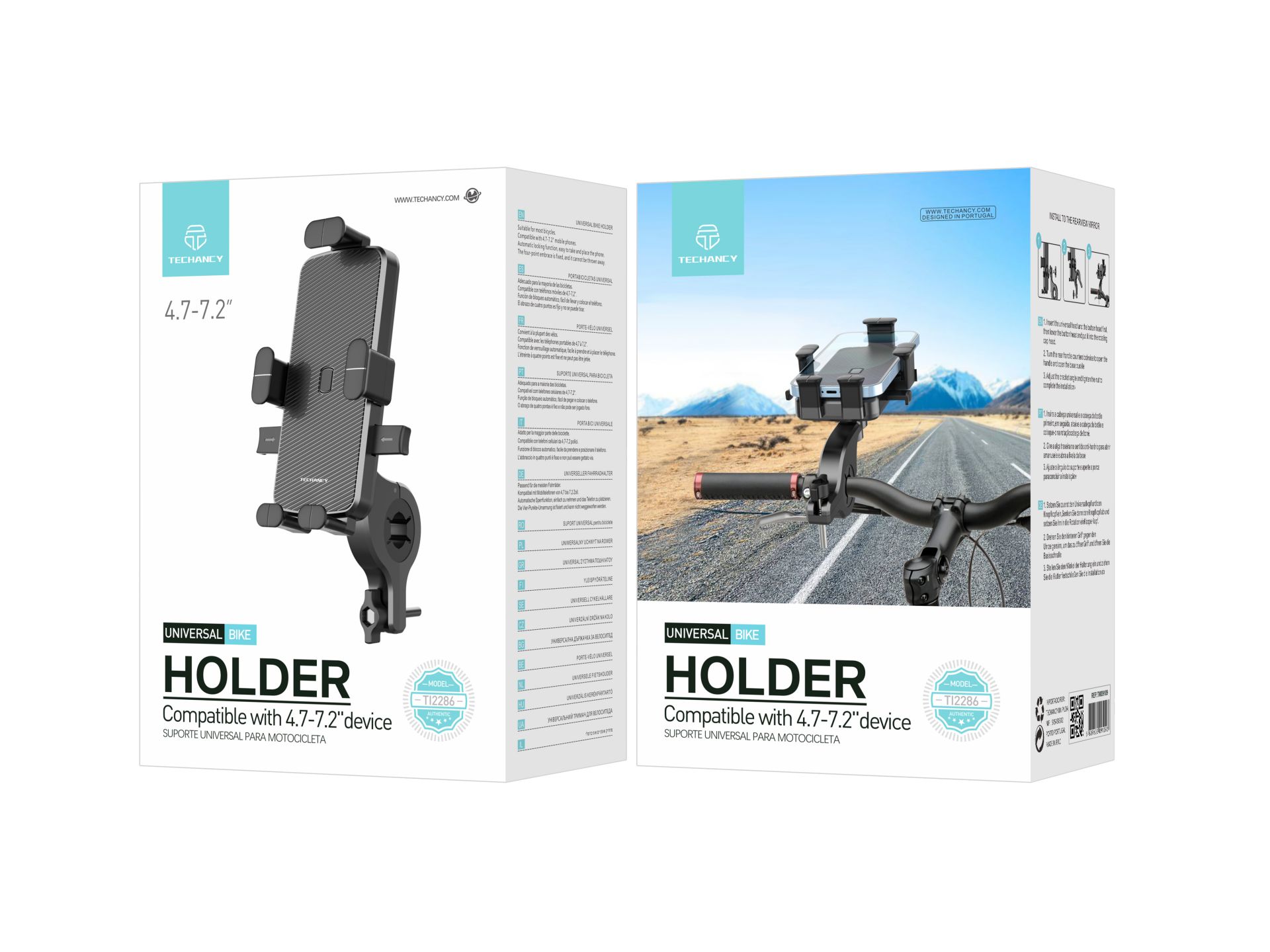 Techancy Supporto universale per bicicletta, compatibile con dispositivi da 4,7-7,2 pollici, nero, m Techancy Supporto universale per bicicletta, compatibile con dispositivi da 4,7-7,2 pollici, nero, m