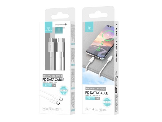 Techancy TB1724 USB-C to USB-C Fast Charging Cable 60W, 1 Metre, Compatible with Smartphones, Tablet