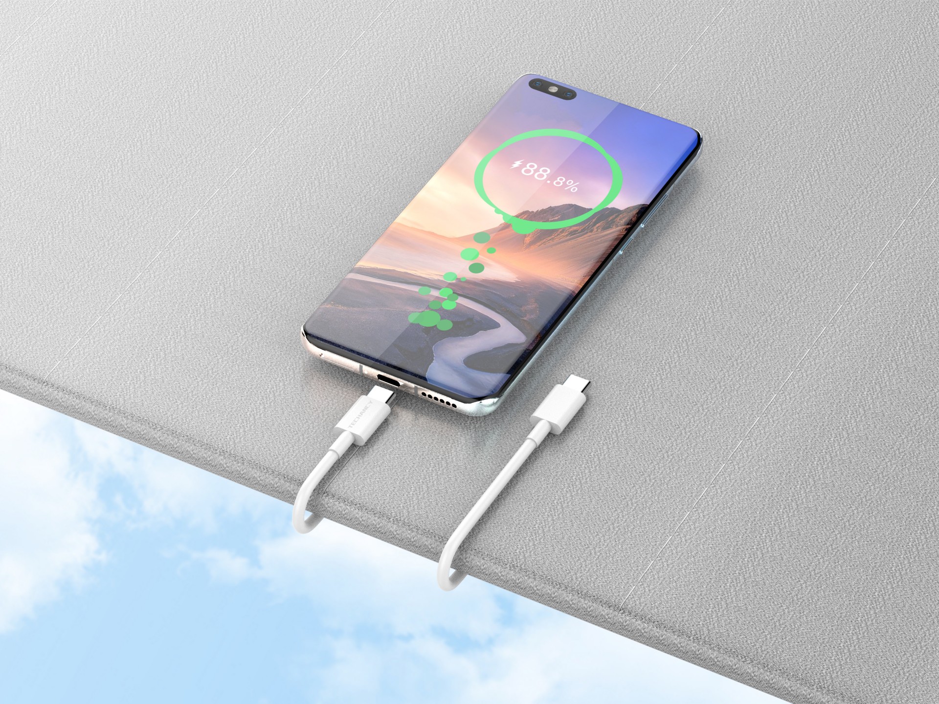Techancy TB1724 USB-C to USB-C Fast Charging Cable 60W, 1 Metre, Compatible with Smartphones, Tablet