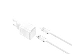 Techancy Cargador GaN USB-C 20W TA2816 con cable de carga USB-C para iPhone X/XS 11-15 27W/1M, Blanc