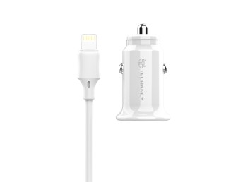 Chargeur de voiture Lightning 2Ub 2.4A Blanc