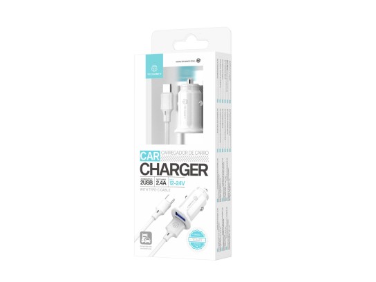 Autoladegerät Typ-C 2Usb 2.4A Weiß Autoladegerät Typ-C 2Usb 2.4A Weiß