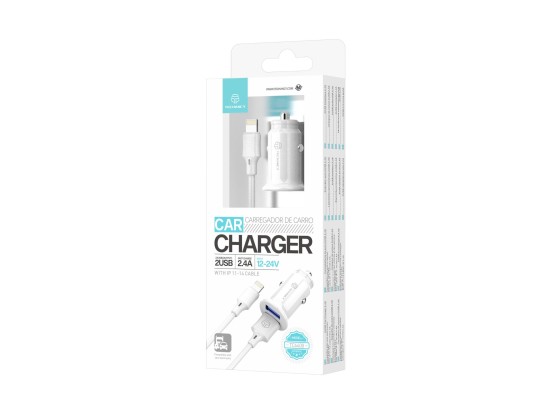 Carregador De Carro Lightning 2Usb 2.4A Branco Carregador De Carro Lightning 2Usb 2.4A Branco