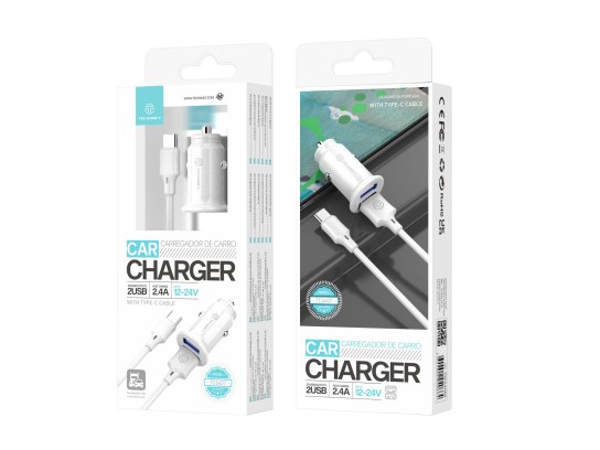 Autoladegerät Typ-C 2Usb 2.4A Weiß Autoladegerät Typ-C 2Usb 2.4A Weiß