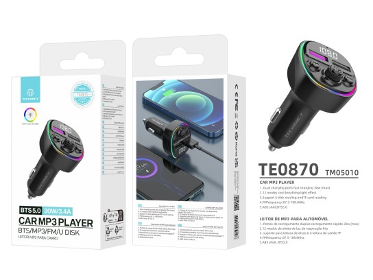 Transmissor Fm Bluetooth 5.0, Maos Livres Leitor Musica Carro, Deep Bass Som Hi-Fi, Adaptador De Rad Transmissor Fm Bluetooth 5.0, Maos Livres Leitor Musica Carro, Deep Bass Som Hi-Fi, Adaptador De Rad