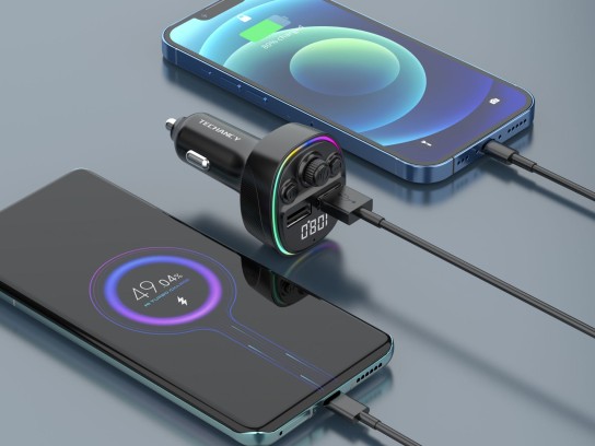 Transmissor Fm Bluetooth 5.0, Maos Livres Leitor Musica Carro, Deep Bass Som Hi-Fi, Adaptador De Rad Transmissor Fm Bluetooth 5.0, Maos Livres Leitor Musica Carro, Deep Bass Som Hi-Fi, Adaptador De Rad