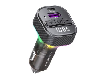 Techancy TE0871 Car MP3 Player, 30W PD Quick Charge, Bluetooth 5.1, U Disk/FM Holder, Colour LED Lig