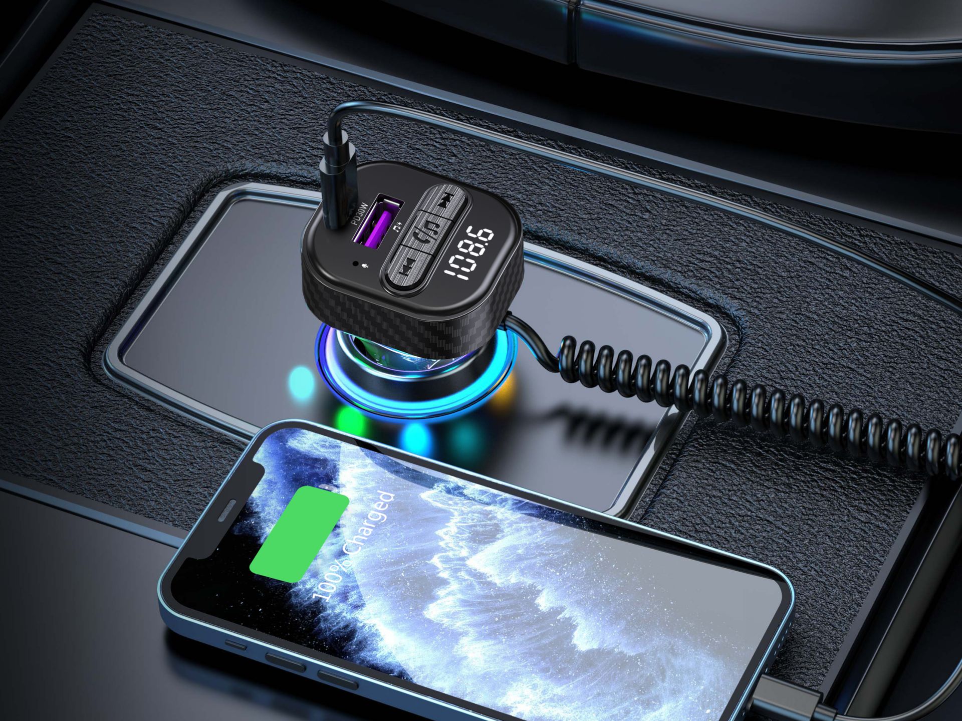 Techancy TE0872 Leitor de MP3 para Automóvel, Carregamento Rápido PD 30W, Bluetooth 5.3, Suporte par Techancy TE0872 Leitor de MP3 para Automóvel, Carregamento Rápido PD 30W, Bluetooth 5.3, Suporte par