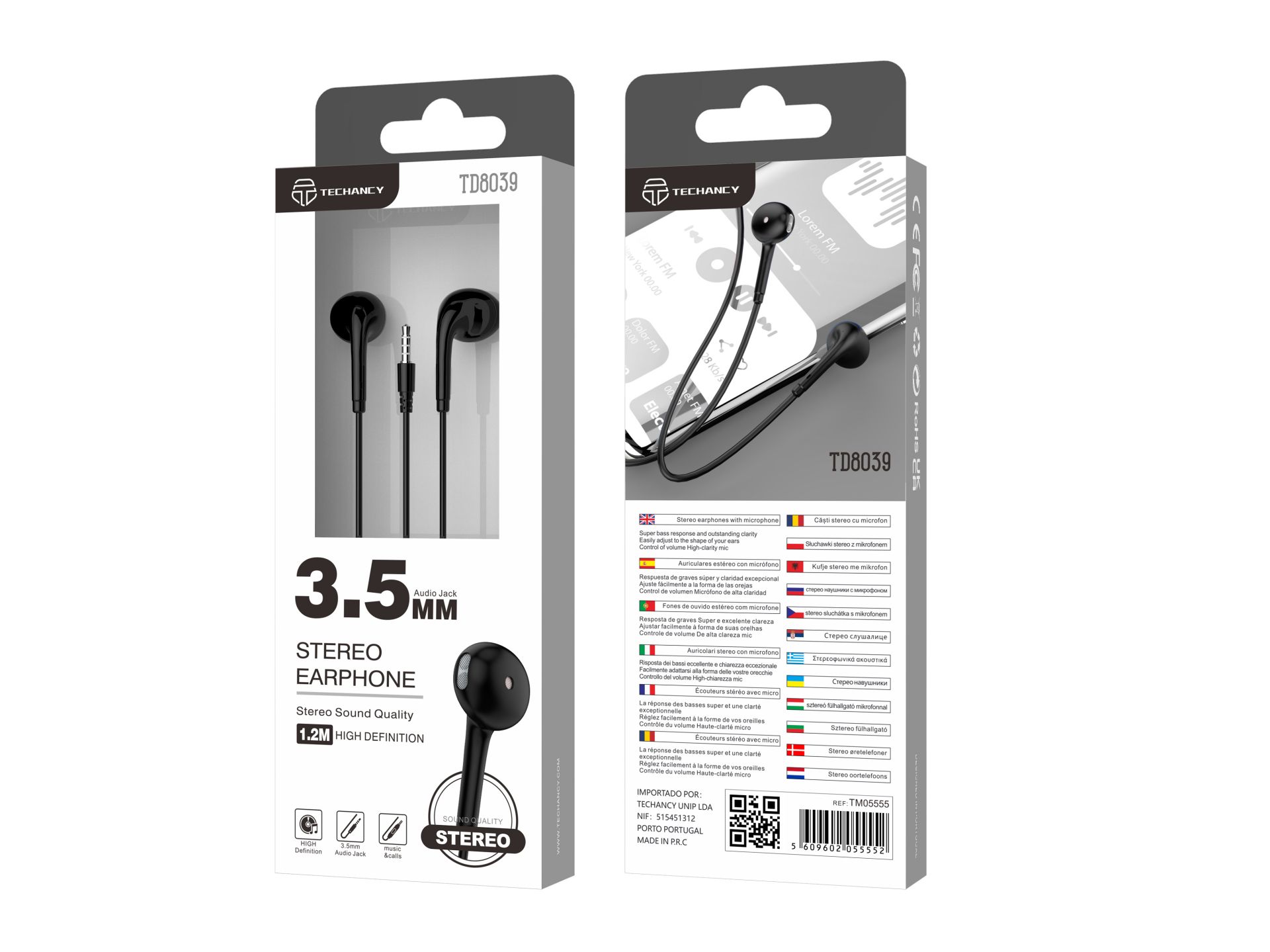 Macaron 3.5Mm filo di controllo cuffie 1.2M nero