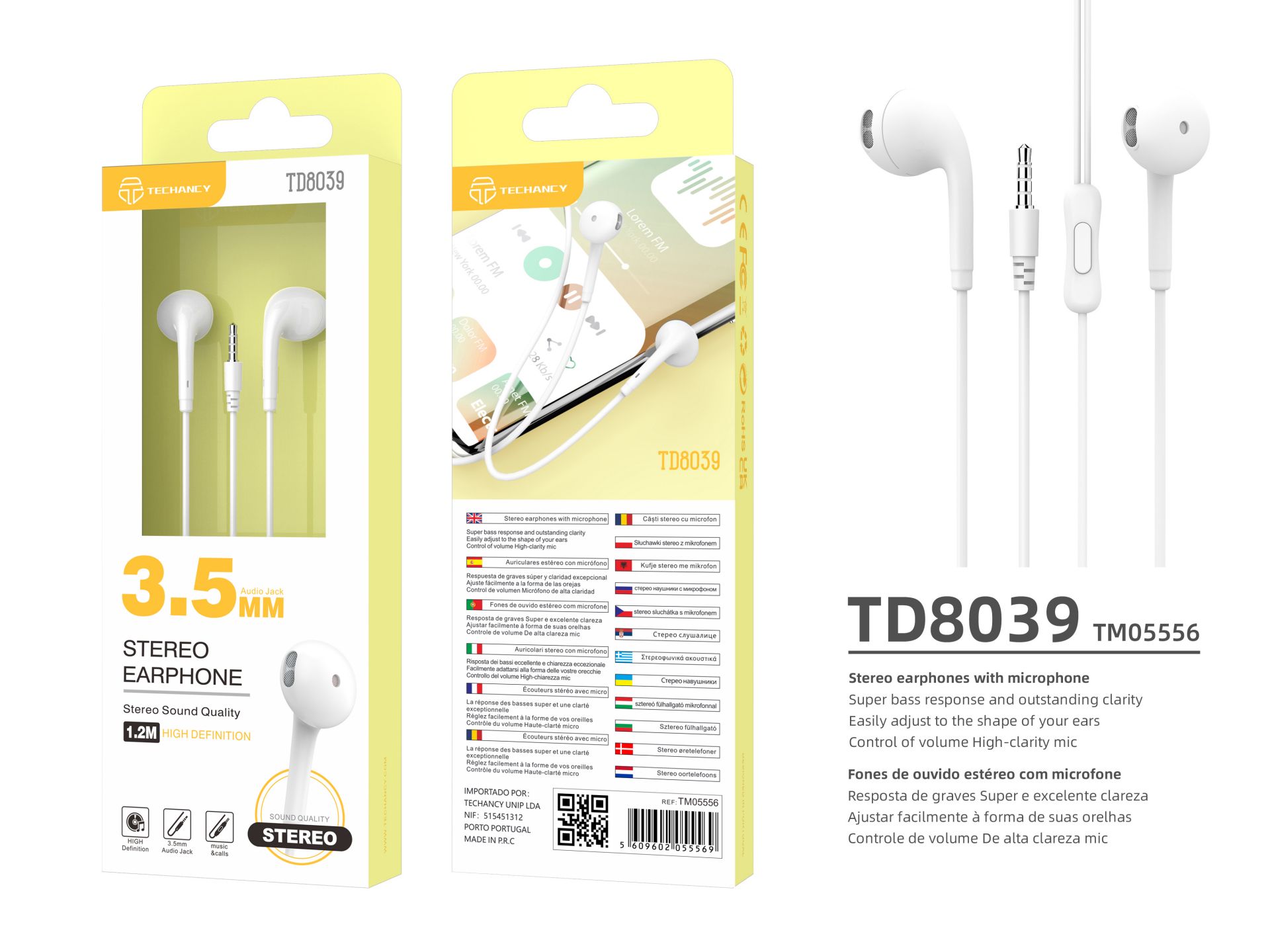 Macaron 3.5Mm Wire Control Headphones 1.2M White