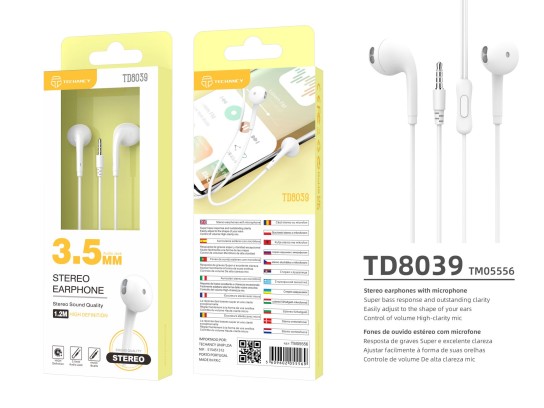 Macaron 3.5Mm Wire Control Headphones 1.2M White