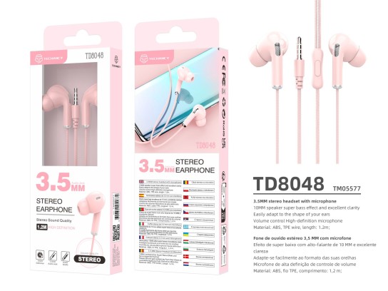 Techancy Headphones Macaron 3Geracao 3.5Mm Wire Control 1.2M Pink Techancy Headphones Macaron 3Geracao 3.5Mm Wire Control 1.2M Pink