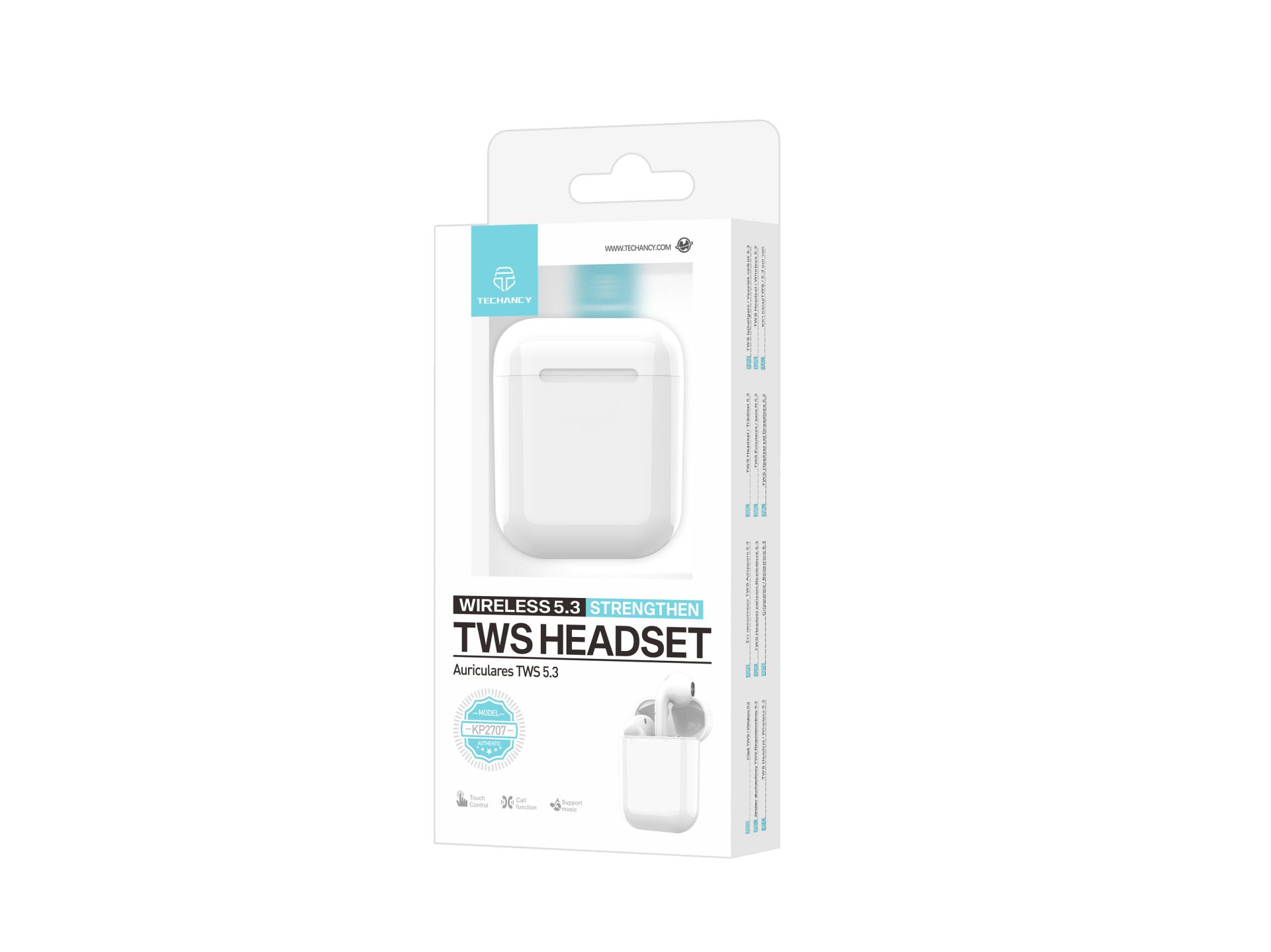 Techancy Headset TWS KP2707, Bluetooth 5.3 wireless version, Supports various protocols, Communicati Techancy Headset TWS KP2707, Bluetooth 5.3 wireless version, Supports various protocols, Communicati