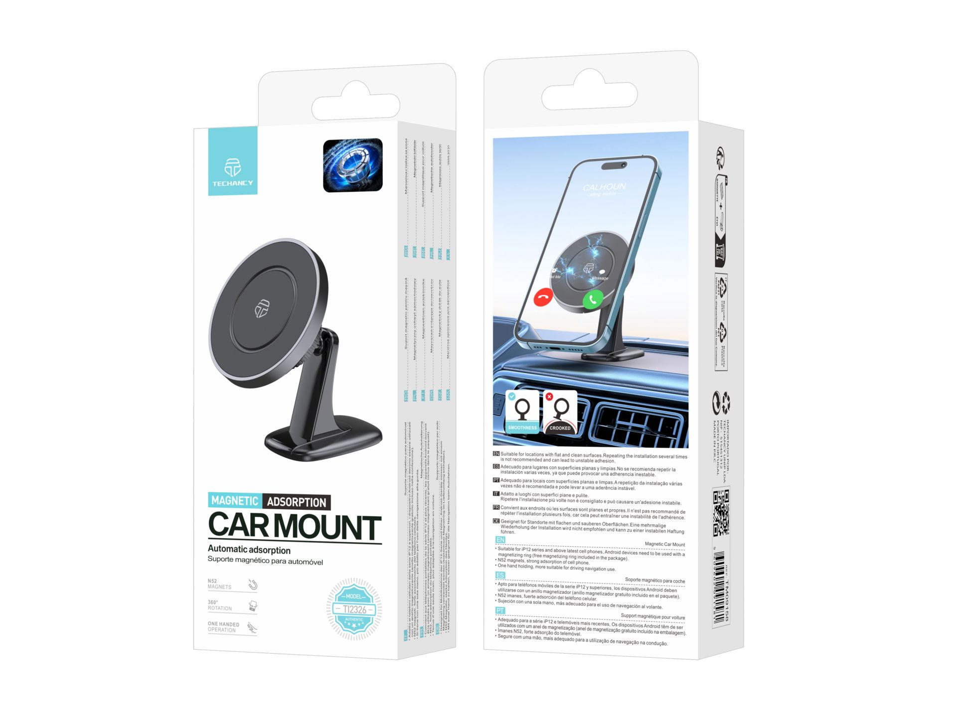 Techancy TI2326 Supporto magnetico per cellulare - Compatibile con MagSafe, rotazione a 360°, forte Techancy TI2326 Supporto magnetico per cellulare - Compatibile con MagSafe, rotazione a 360°, forte