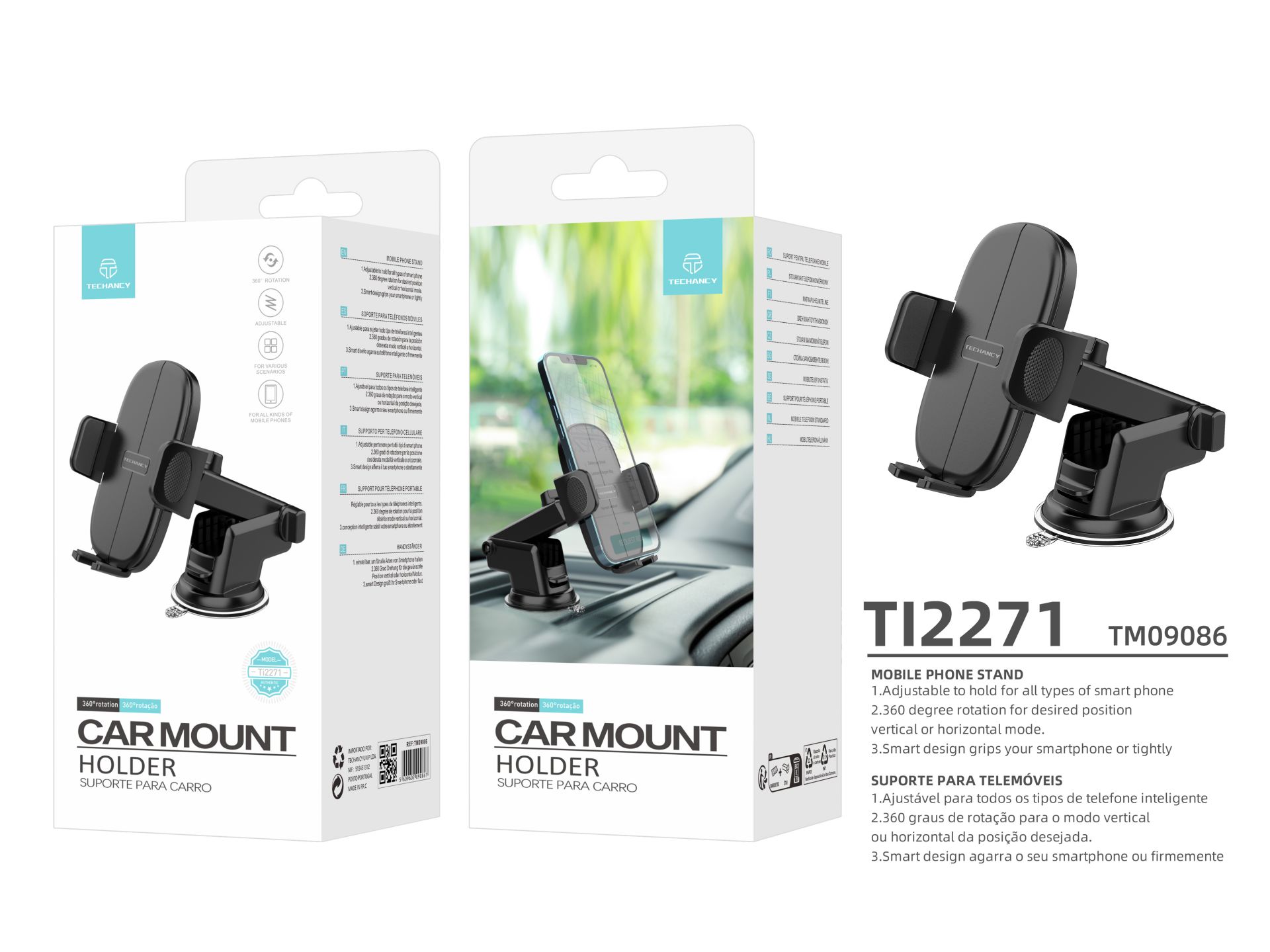 Porta telefono universale per auto nero Porta telefono universale per auto nero