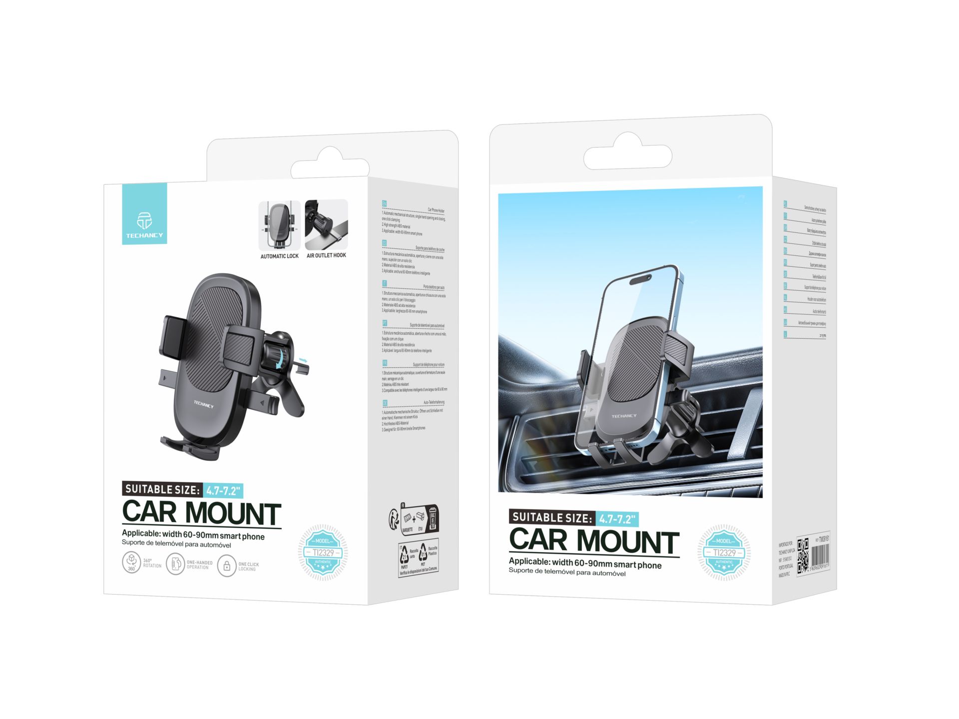 Techancy TI2329 Supporto per telefono cellulare, dimensioni adatte 4,7 - 7,2 mm, apertura e chiusura Techancy TI2329 Supporto per telefono cellulare, dimensioni adatte 4,7 - 7,2 mm, apertura e chiusura