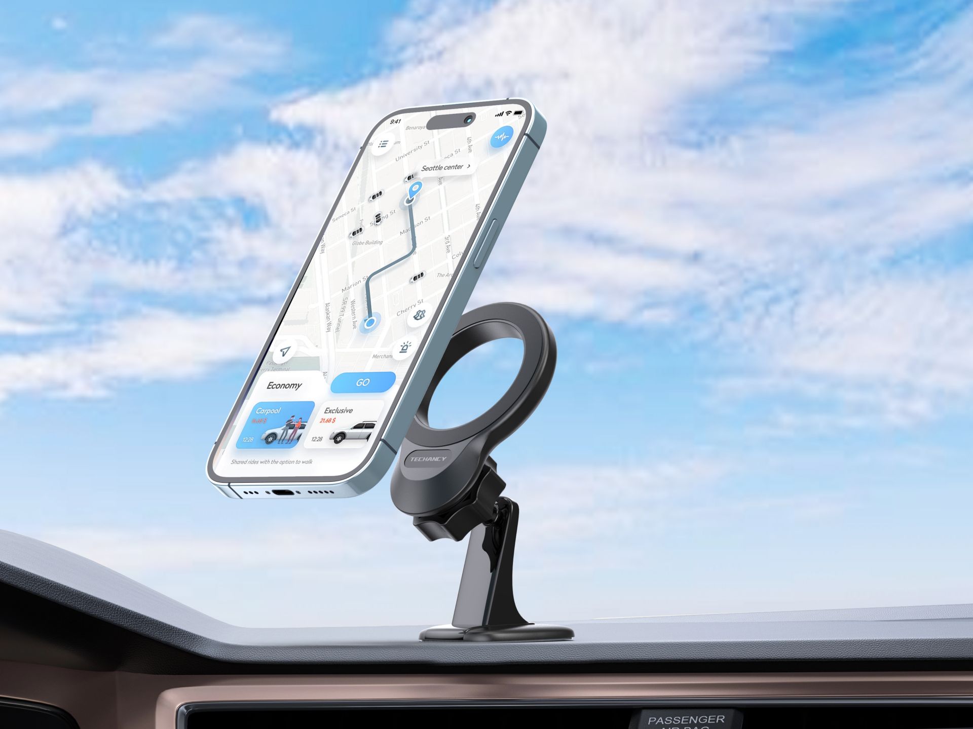 Techancy Magnetic car mount. Suitable for iPhone 12 series and newer phones. Android devices with ma Techancy Magnetic car mount. Suitable for iPhone 12 series and newer phones. Android devices with ma