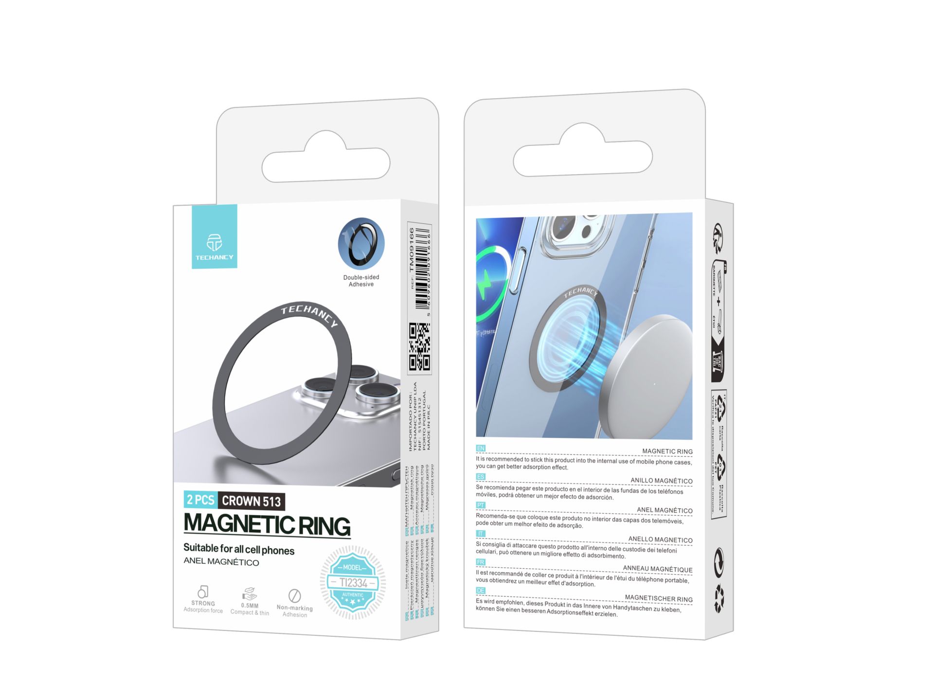 Techancy TI2334 Anello magnetico, compatibile con tutti i telefoni cellulari, adatto ai caricabatter Techancy TI2334 Anello magnetico, compatibile con tutti i telefoni cellulari, adatto ai caricabatter