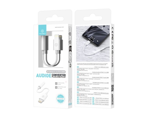 Techancy TV3759 IP7/8/X/11-14 to 3.5mm Audio Converter, Supports Music, Games, No Calls, Compatible Techancy TV3759 IP7/8/X/11-14 to 3.5mm Audio Converter, Supports Music, Games, No Calls, Compatible