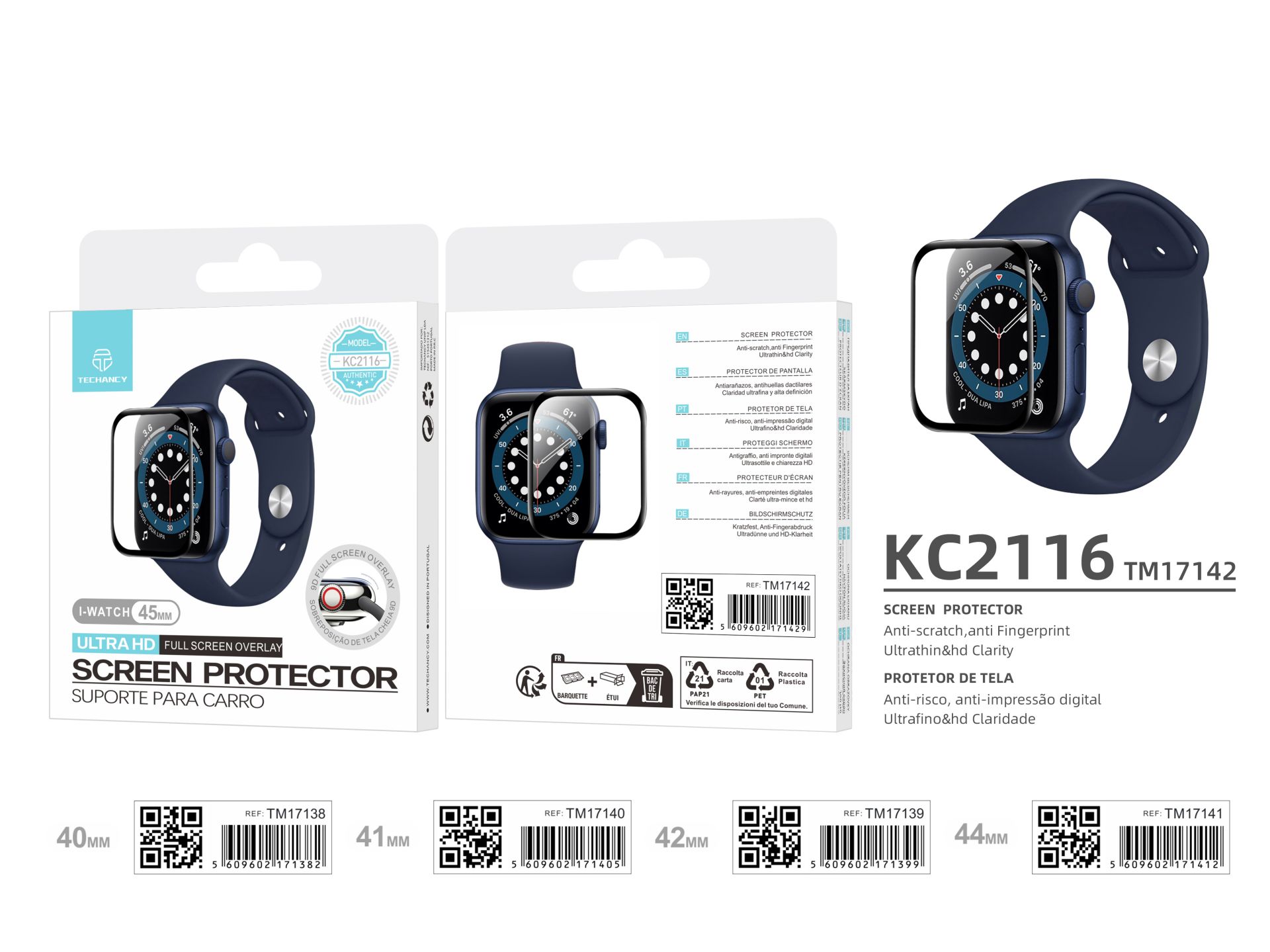 Techancy KC2116 Protezione dello schermo da 45 mm per Smartwatch, antigraffio, anti-impronta, ultras Techancy KC2116 Protezione dello schermo da 45 mm per Smartwatch, antigraffio, anti-impronta, ultras