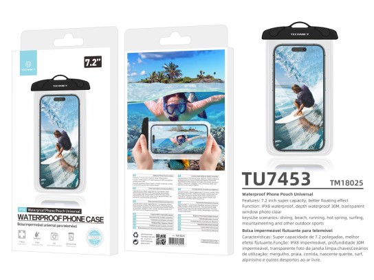Techancy Custodia universale impermeabile per telefono TU7453. Super capacit� da 7,2 pollici, buon e